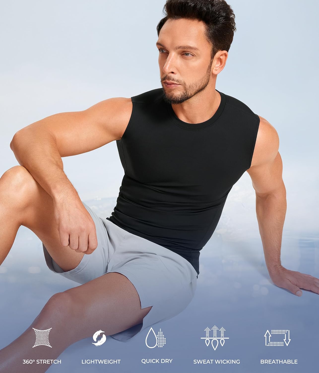 TAILONG 2 Pack Compression Shirt Men - Athletic Base Layer Sleeveless Workout Tank Top Slimming Undershirt - Image 5