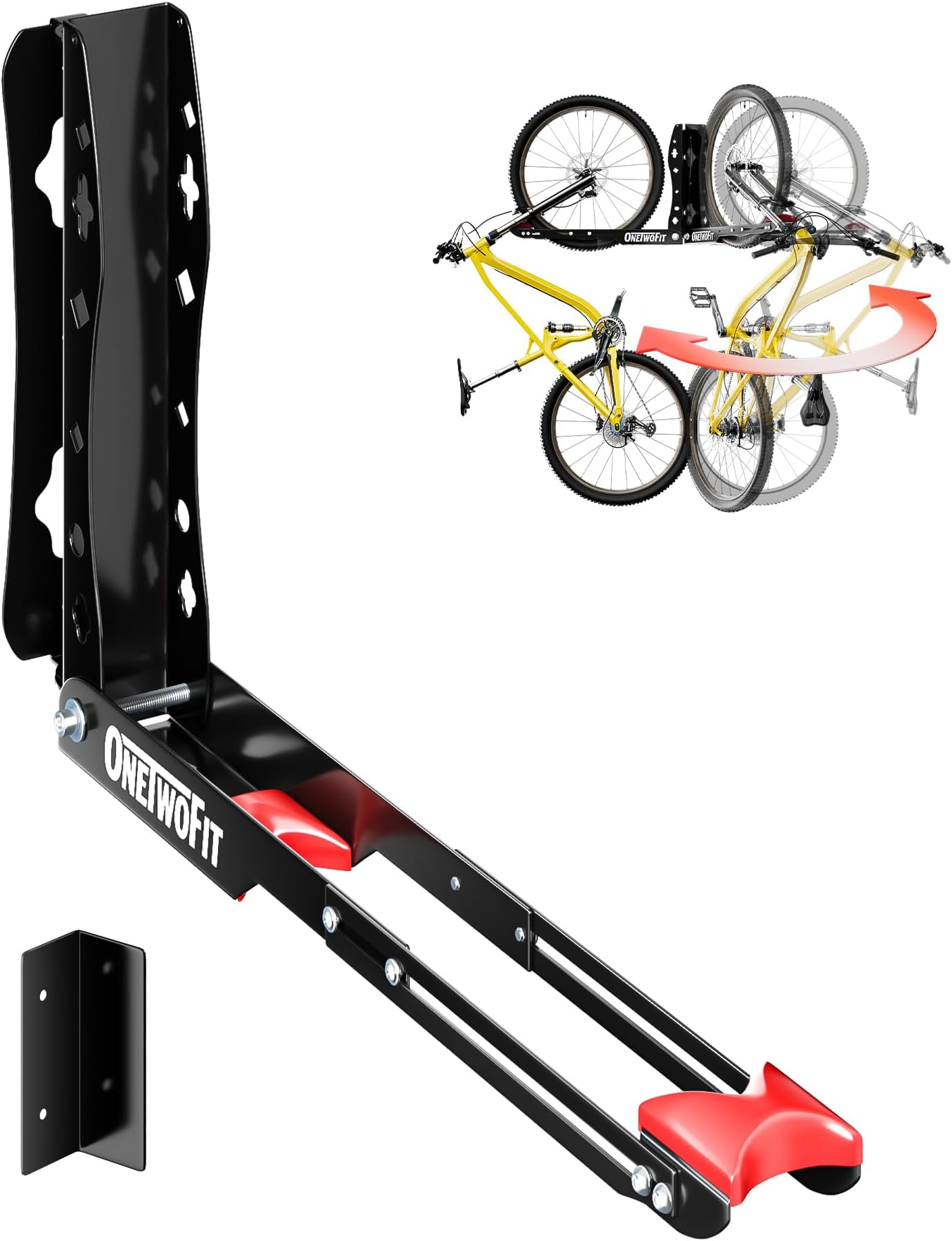 Swivel Bike Wall Mount, No Heavy Lifting Bike Rack Garage, Space Saving Bicycle Hangers for Garage Wall, Hold Up to 80 lbs, Bike Storage Rack for Home Toolhouse Apartment Living Room Indoor, Black