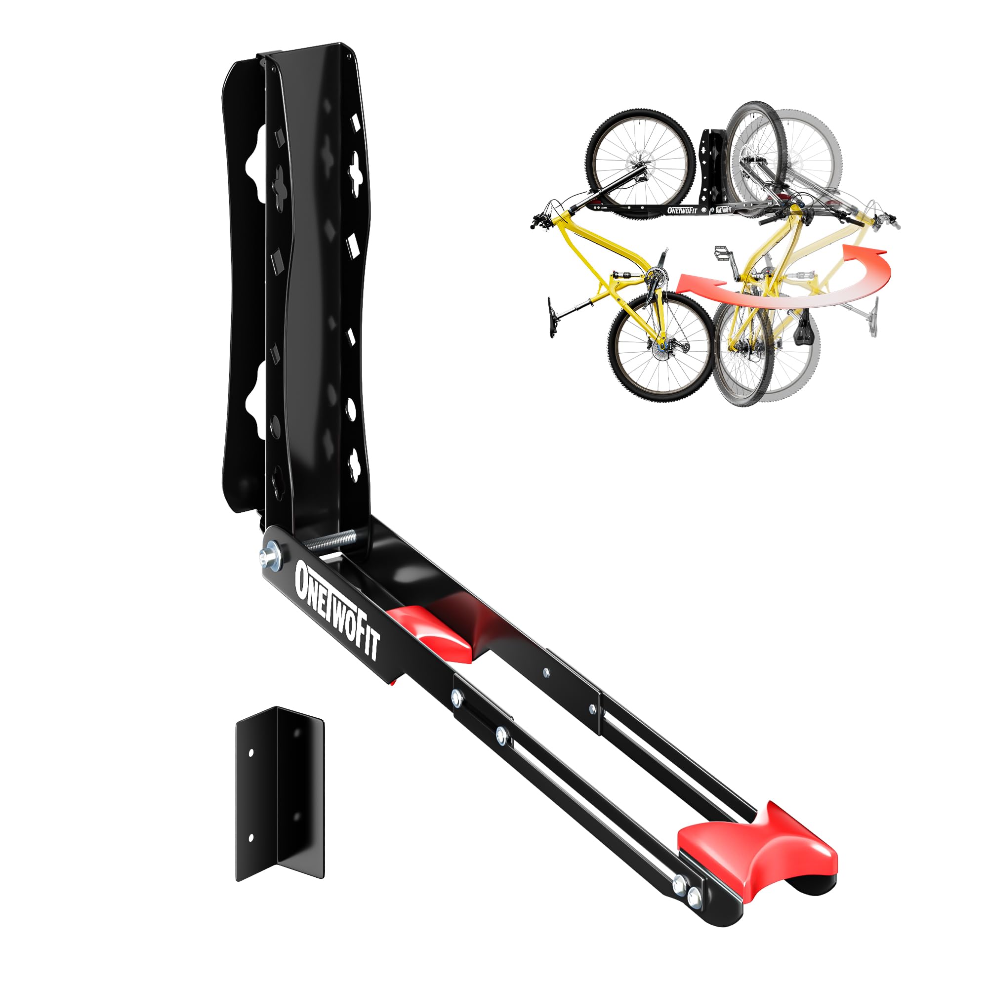 Swivel Bike Wall Mount, No Heavy Lifting Bike Rack Garage, Space Saving Bicycle Hangers for Garage Wall, Hold Up to 80 lbs, Bike Storage Rack for Home Toolhouse Apartment Living Room Indoor, Black