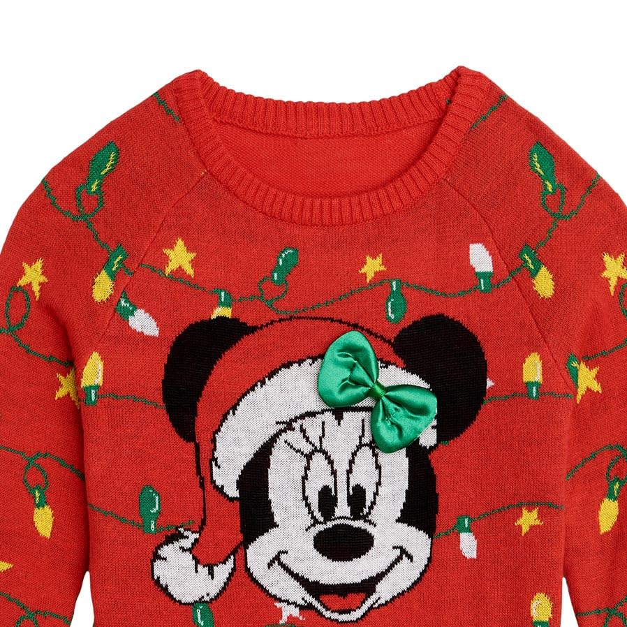 Disney - Minnie Mouse - Holiday Happiness - Toddler Girls Sweater - Kids/Baby Christmas Ideas - Size 2T - Size 2T Red2