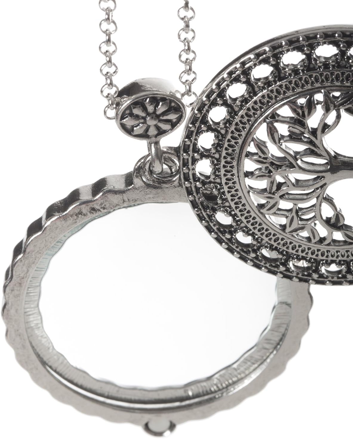 Artisan Owl Tree of Life 4x Magnifier Magnifying Glass Sliding Top Pendant Necklace, 30" - Image 4