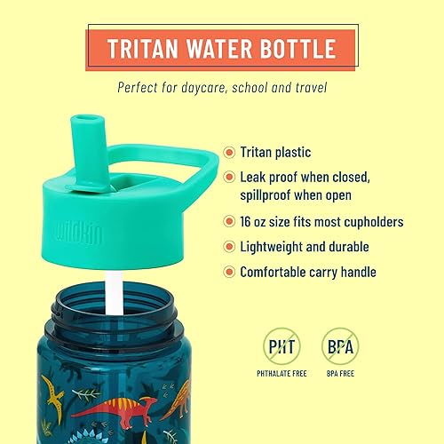 Vista 24 de Wildkin Botella de agua para niños de 16 onzas – Tritan sin BPA, tapa a prueba de fugas, duradera y fácil de limpiar – Caballos HORSES