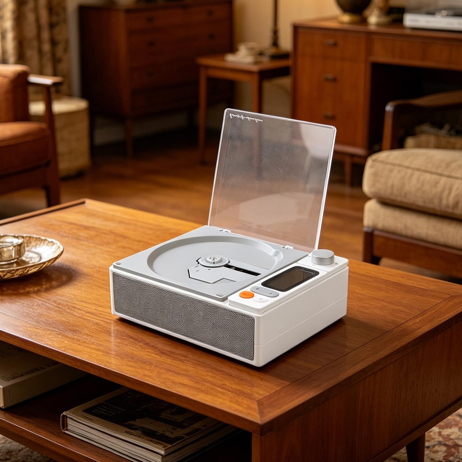 Fabater Reproductor de CD Bluetooth con Pantalla LCD y Experiencia de Audio Inalámbrica con Radio FM para Amantes de la Música (White)