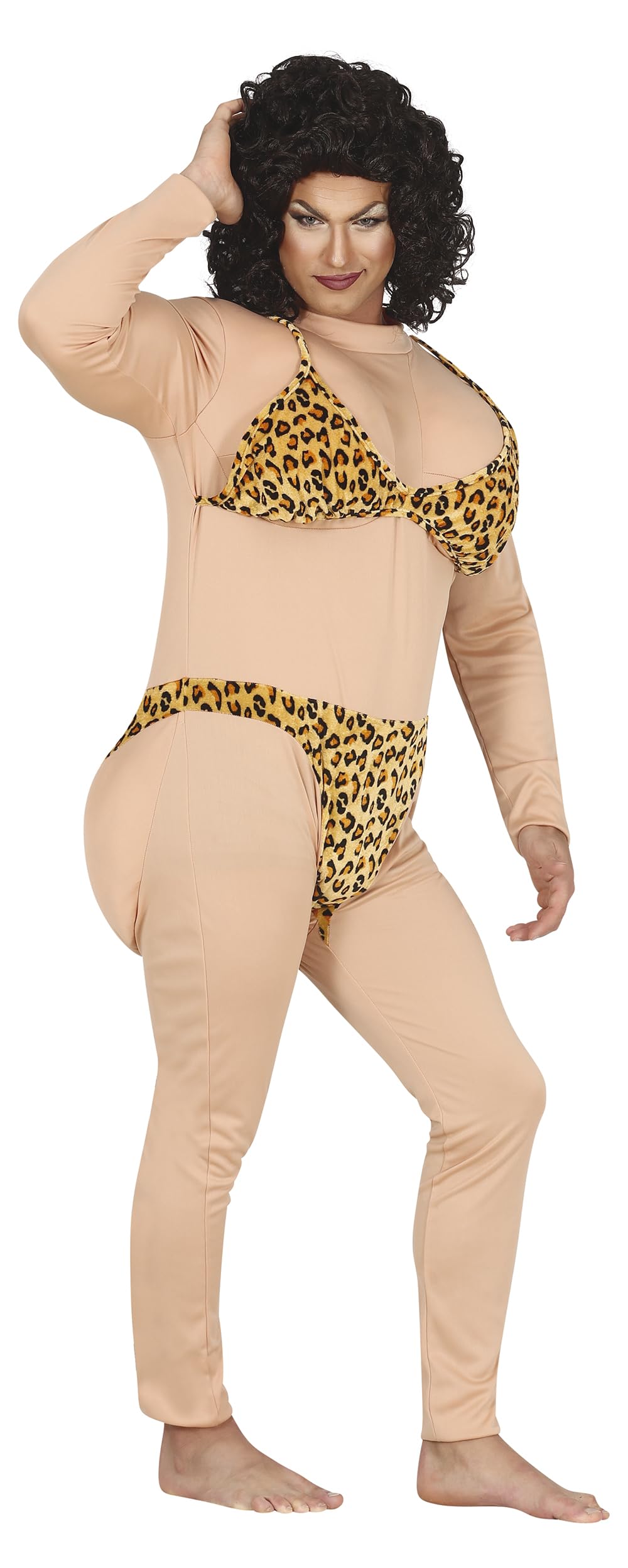 FIESTAS GUIRCA Leopard Print Bikini Influencer Fancy Dress Costume - Funny Costume Stag Do for Men Size L