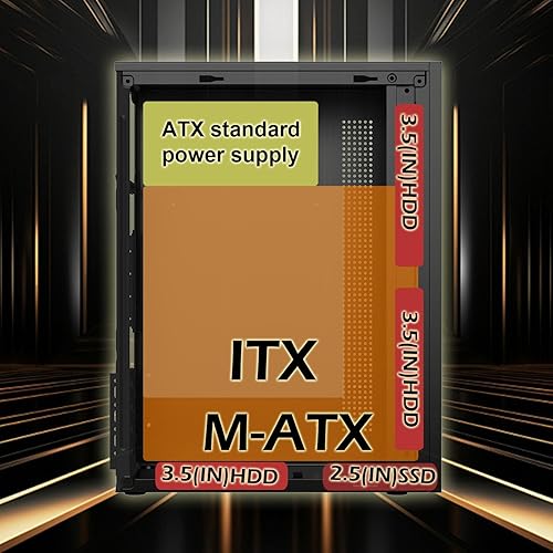 Miniatura 9 de Estuche Matx, estuche itx, funda de PC Micro ATX de alto flujo de aire, compatible con MATX, Mini-ITX, funda Micro ATX delgada con puerto de ES USB