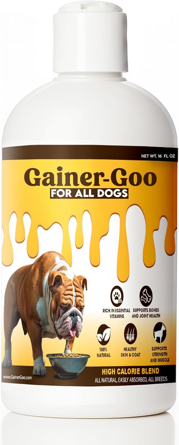 Gainer-GOO High-Calorie Liquid Fat Supplement for Dogs - Concentrated Weight Gain & Energy Support Formula for Active, Underweight & Picky Eaters, Suitable for All Breeds and Life Stages - 16 oz