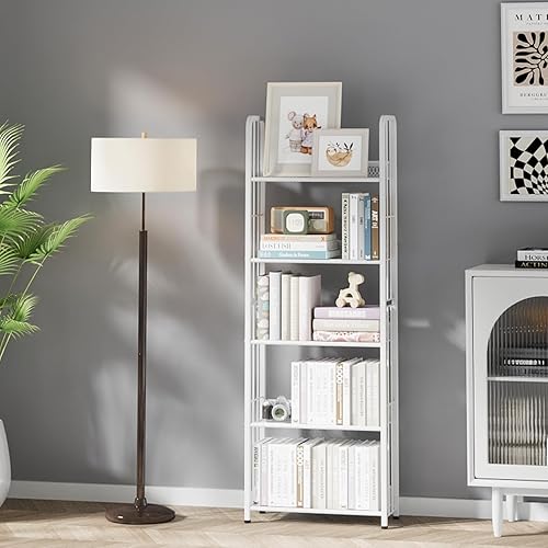 Miniatura 4 de Azheruol Estantería de almacenamiento independiente, organizador de libros para sala de estar, dormitorio, cocina, resistente a la corrosión,