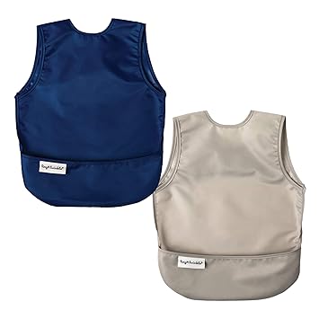 Tiny Twinkle Unisex Baby Mess-Proof BibBib, Grey, Indigo, 6-24M