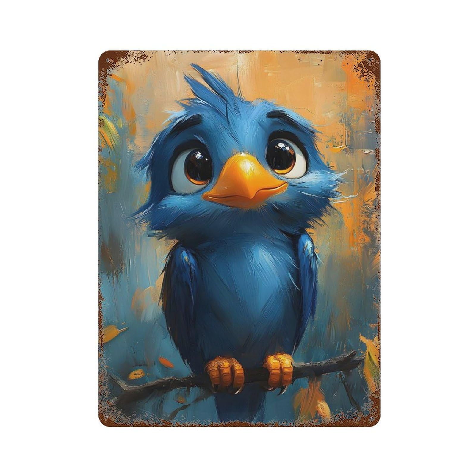 Garage Style Cute Blue Eagle Painting Weathered Tin Sign 15.7"x11.8", Classic Wall Plaque for Bar And Workshop