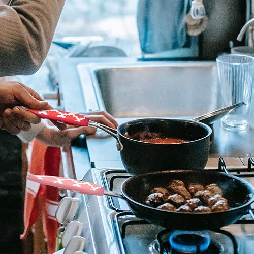 Miniatura 5 de 3 piezas de funda para mango de olla caliente para cocina, resistente al calor, soporte de manga de mango caliente, funda de hierro fundido, funda