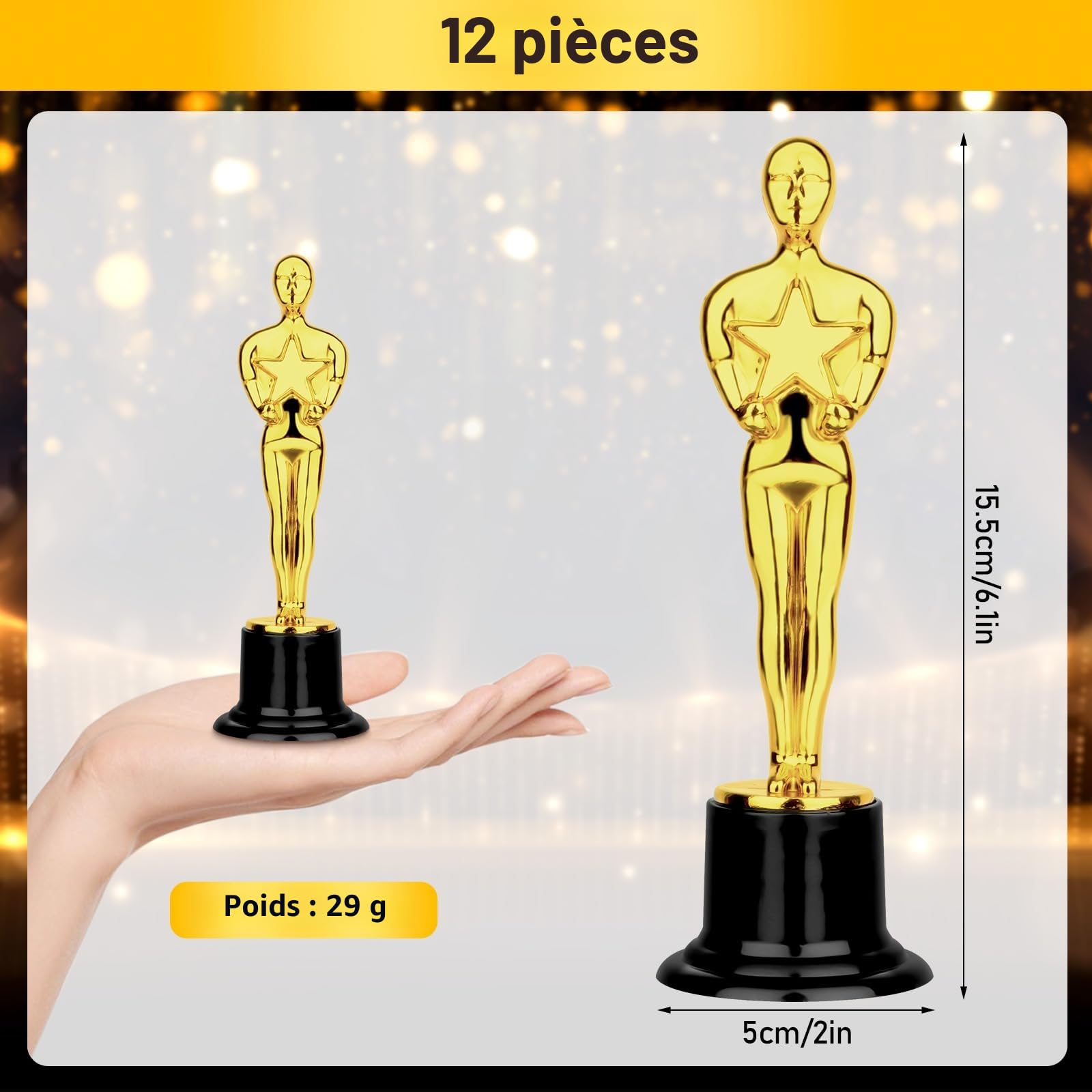 12 Pièces Trophée Statuette Trophée Football Trophee Personnalisable Trophées en Plastique Mini Champions Trophée pour Football Sports Awards Awards Galas Enfant Decoration Anniversaire Jeux
