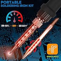 Vista 4 de LDK Kit de soldador de 60 W, soldador de 110 V con 5 puntas de soldadura, alambre de soldadura, herramientas de soldadura de soldadura
