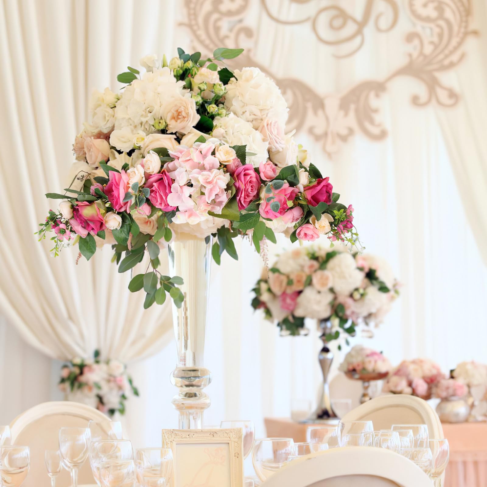 Luxshiny Künstliche Rosenblüten Dekorativer Blumenbogen für Haustür Hochzeitsbogen in Pink Langlebige Kunstblumen für Wohn und Hochzeitsdekoration