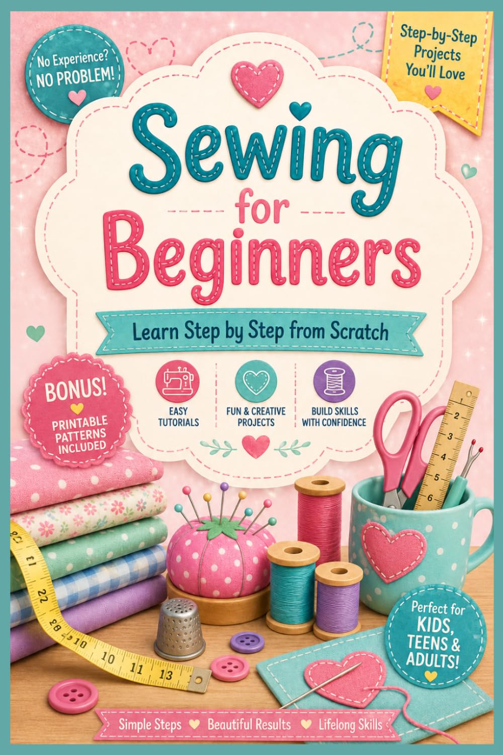 Learn Step-by-Step Sewing from Scratch with Easy Tutorials, Fun DIY Projects, Printable Patterns & Creative Sewing Skills for Kids, Teens and Adults