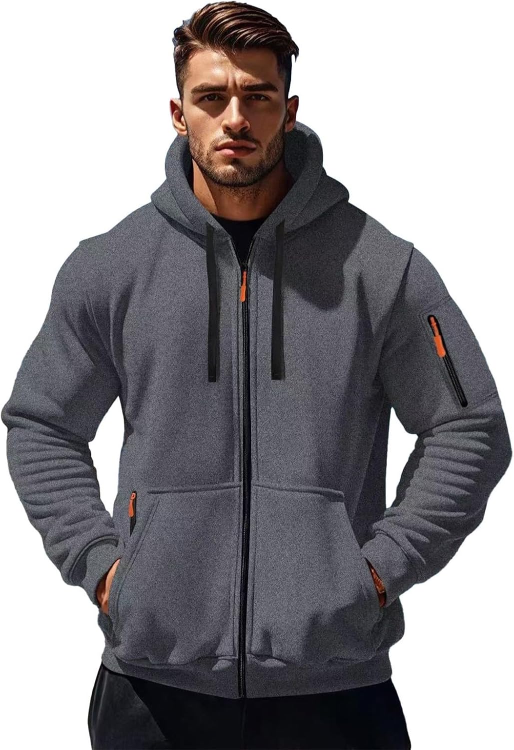 Moderne Hoodie voor Heren met Contrasterende Kleur Lange Mouwen en Capuchon