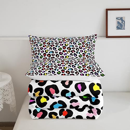 Miniatura 5 de Erosebridal Juego de ropa de cama de guepardo blanco tamaño Queen, juego de edredón con estampado de leopardo para niñas y mujeres, ropa de cama con