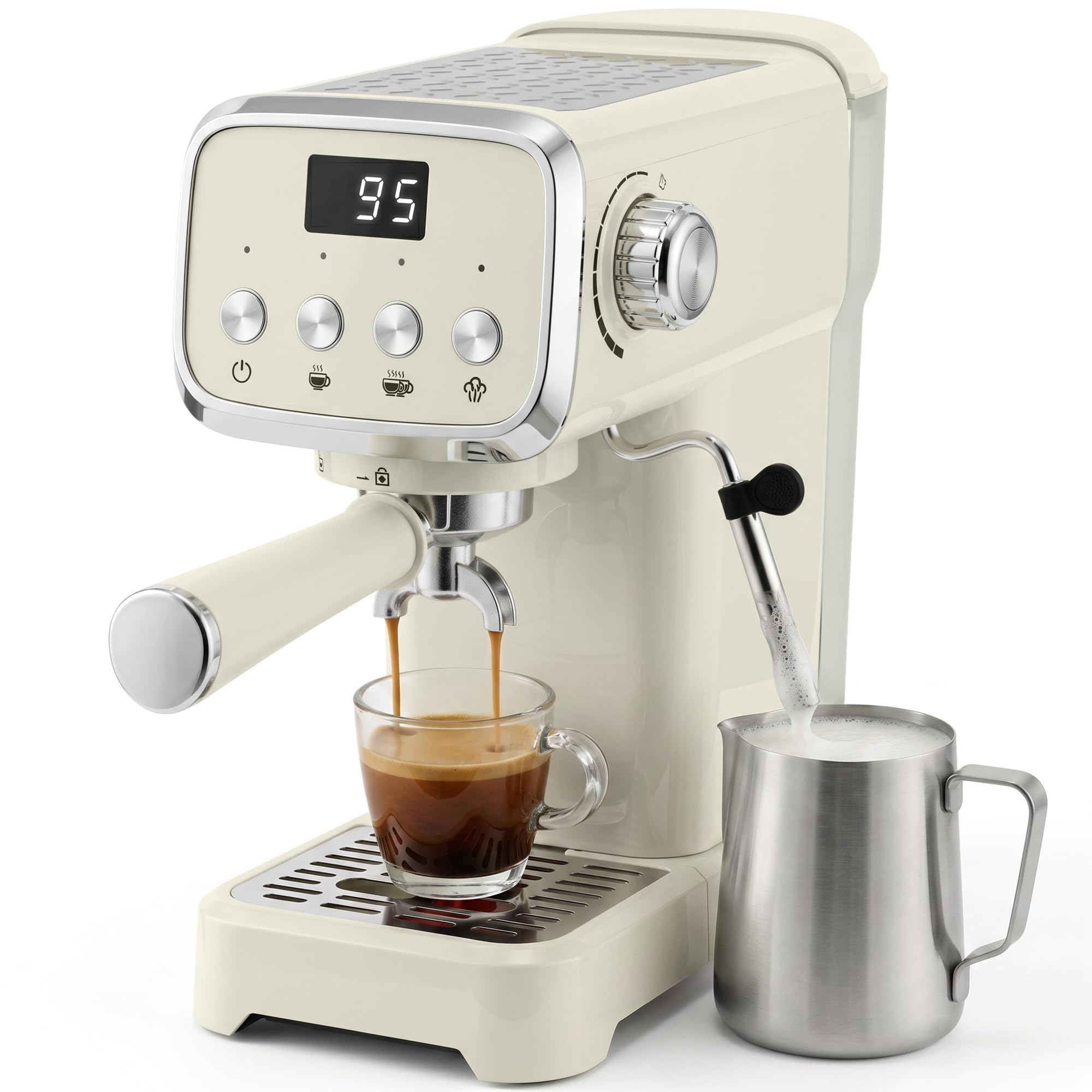 HOMCOM Siebträgermaschine 20 Bar mit Milchaufschäumer Espressomaschine