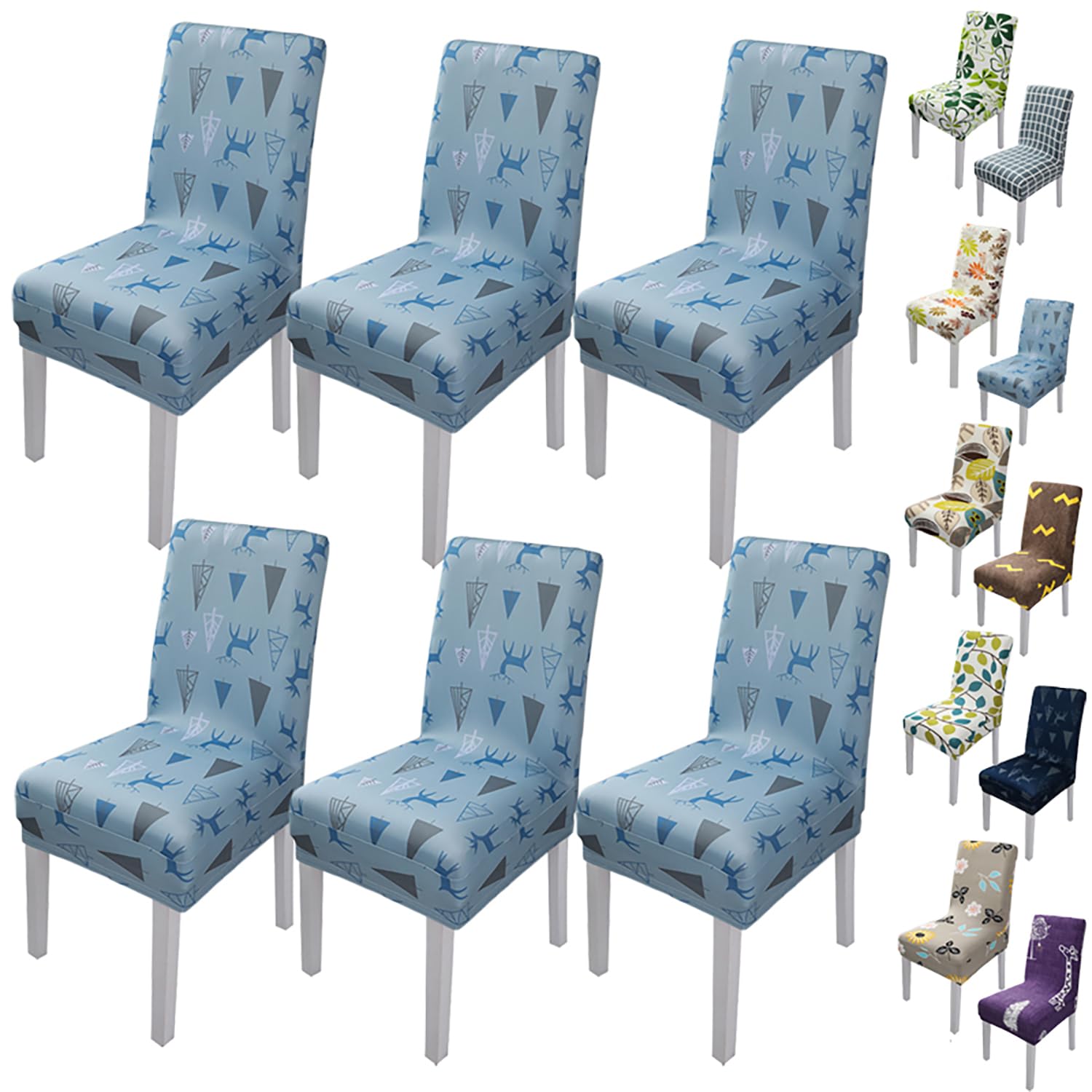 Set Di Fodere For Sedie Da Pranzo In Jacquard, Fodera Elasticizzata Moderna For Banchetti E Ristoranti(Blue a 6pcs)