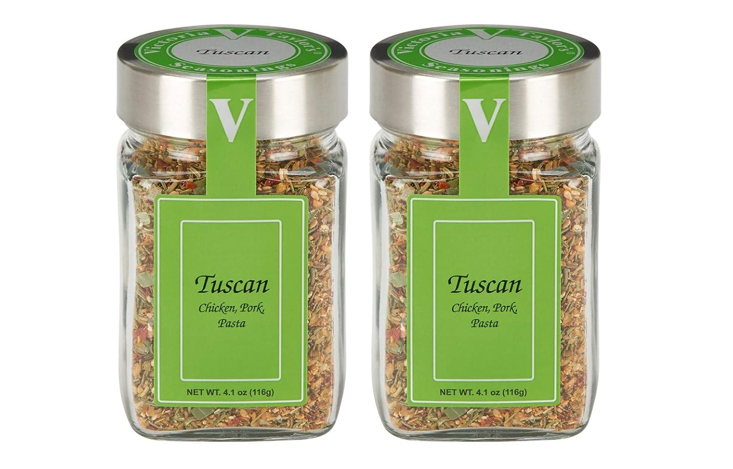 Tuscan- 4.1 oz. Jar (Pack of 2) Italian Seasoning. A unique taste of Tuscany in this blend of rosemary, oregano, garlic, toasted sesame, red bell and chili pepper.