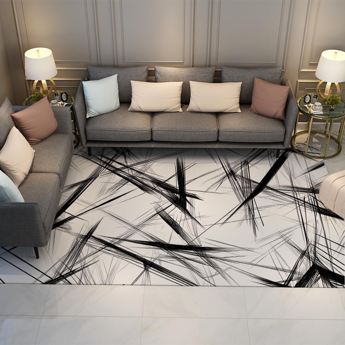 Tapis moderne abstrait 180x240cm de qualité supérieure à poil bas