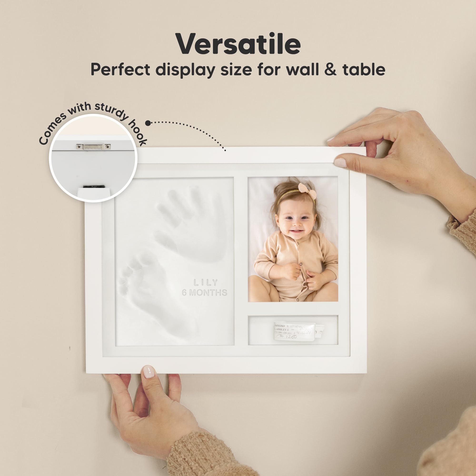 KeaBabies Personnalisé Kit d'empreintes de mains et pieds - Décor de chambre d'enfant imprimé mains et pieds - Kit d'impression de cadre photo pour bébé (Alpine White)