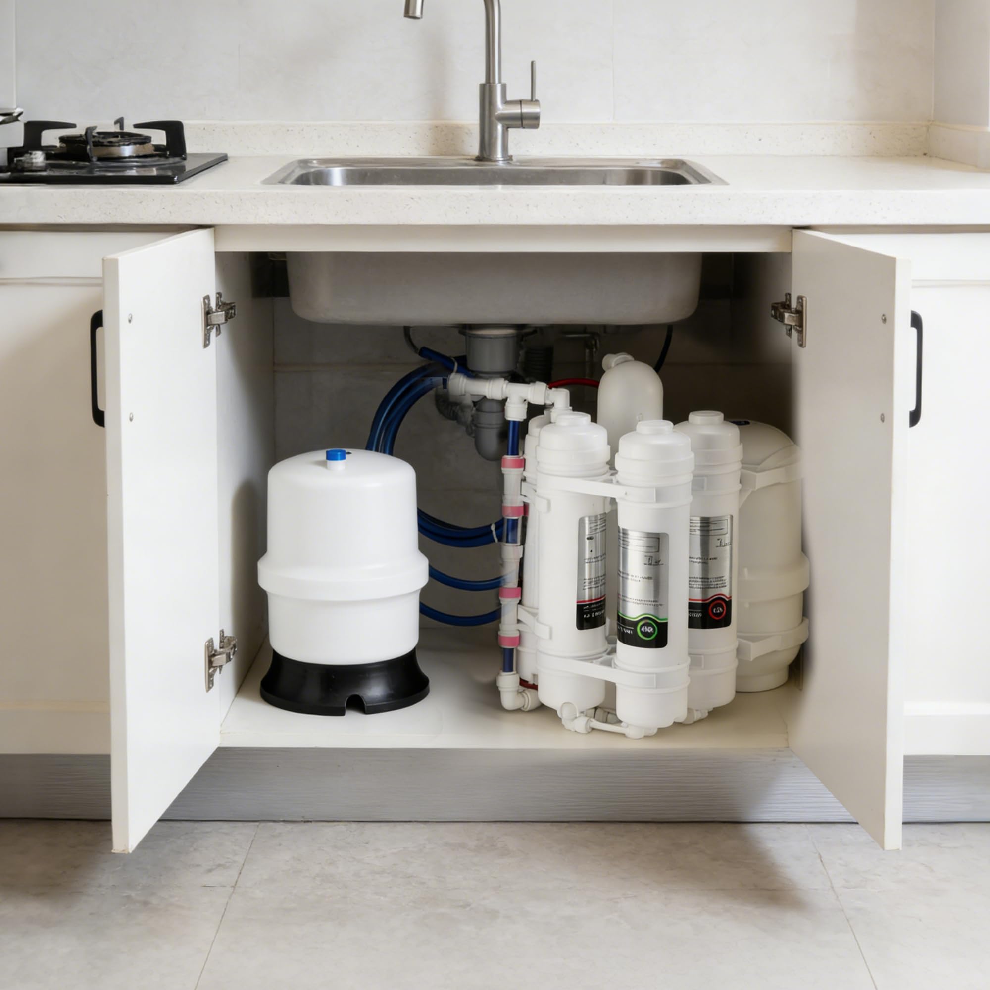MAFC-ERP-L Artesian - Sistema de filtro de agua de ósmosis inversa para debajo del fregadero, purificador de agua potable RO de 7 etapas, alto flujo, mejora mineral, fácil instalación