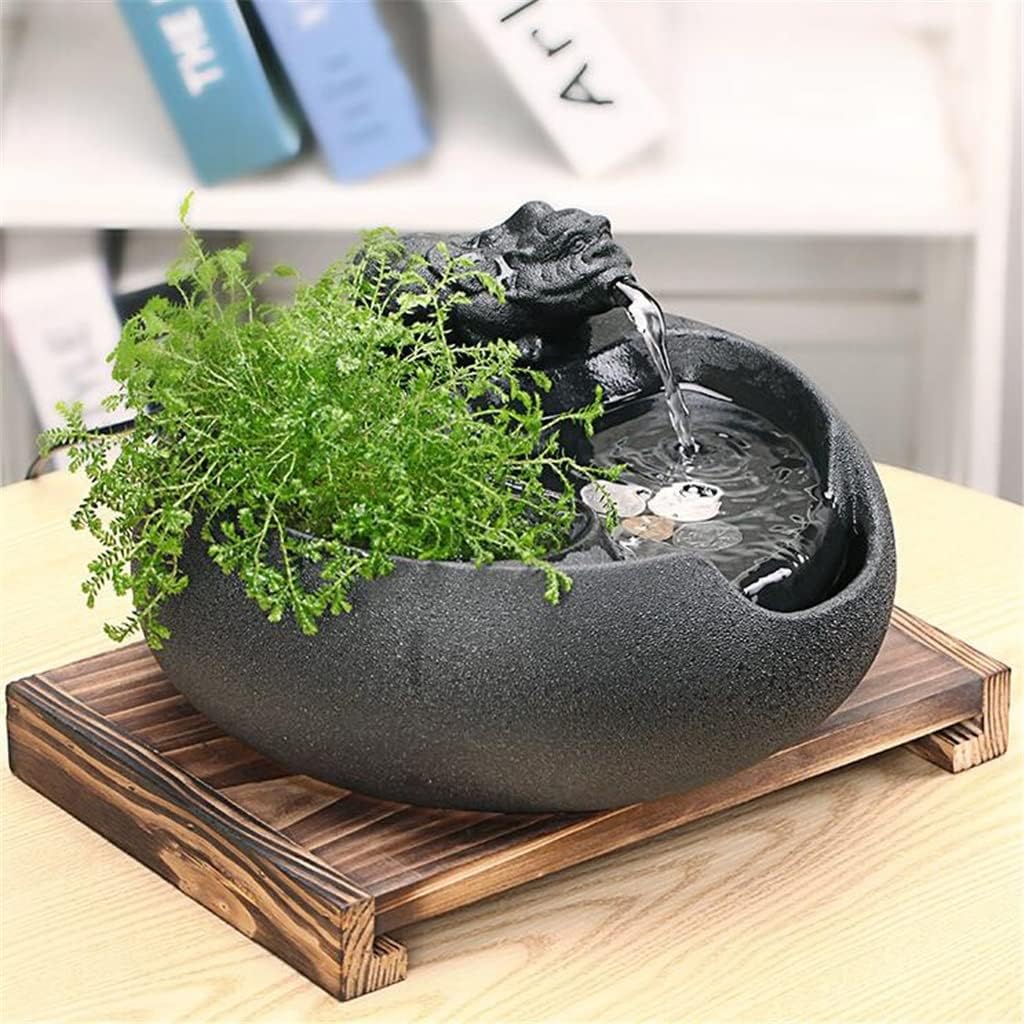FMURY Ceramic Flowing Water Home Decoration Ornaments Desktop Living Room Office Water Feature Fish Tank Fountain