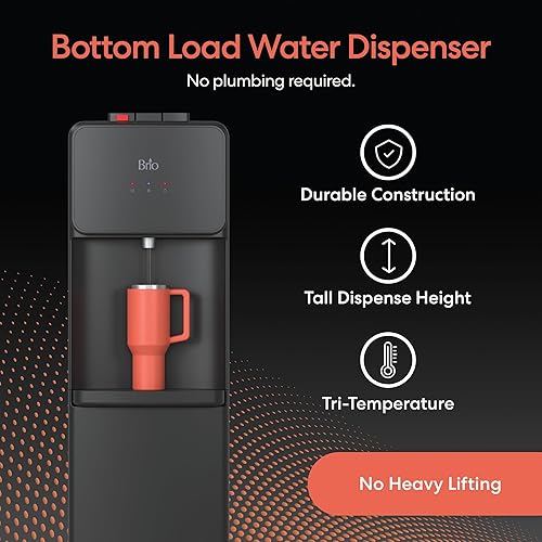 Miniatura 2 de Brio Dispensador de enfriador de agua de carga inferior serie 130 para botellas de 5 galones, caliente, habitación y frío, ideal para el hogar u