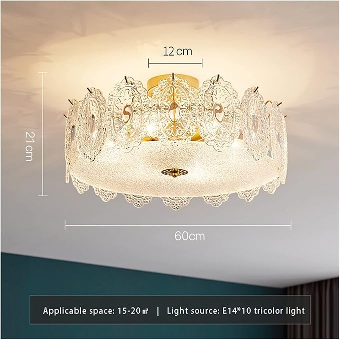 SUNESA plafondlamp armatuur Woonkamer slaapkamer plafondlamp retro minimalistische moderne glazen kamer hoofdslaapkamer lampen plafondverlichting (Size : 60cm) photo 2