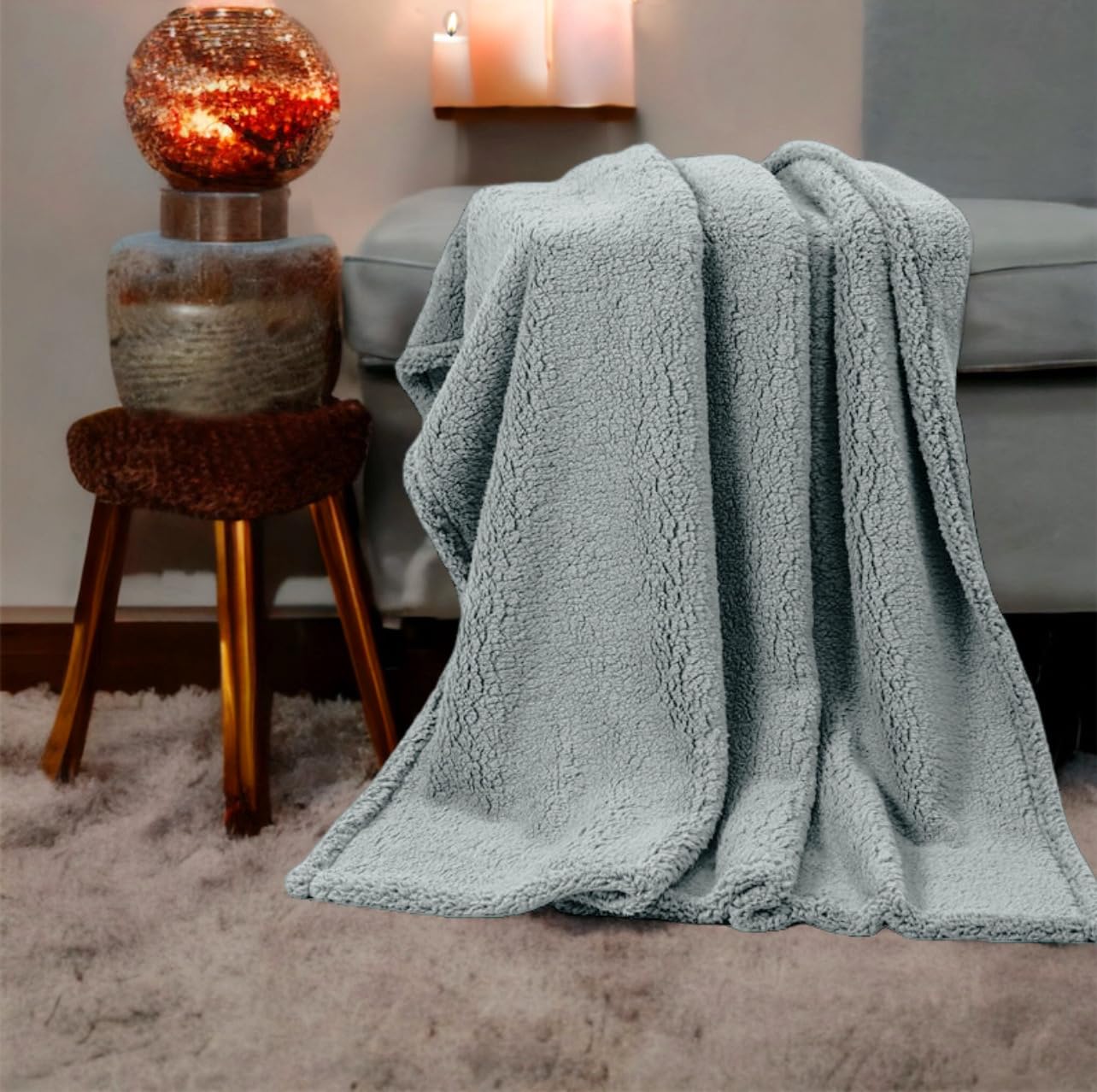 4All Teddy Bear Throws for Sofa Bed Settes Fluffy Warm Cosy Fleece Blanket for Adults and Kids Teddy Fleece Duvet Covers (Silver/Grey, 150x200cm)