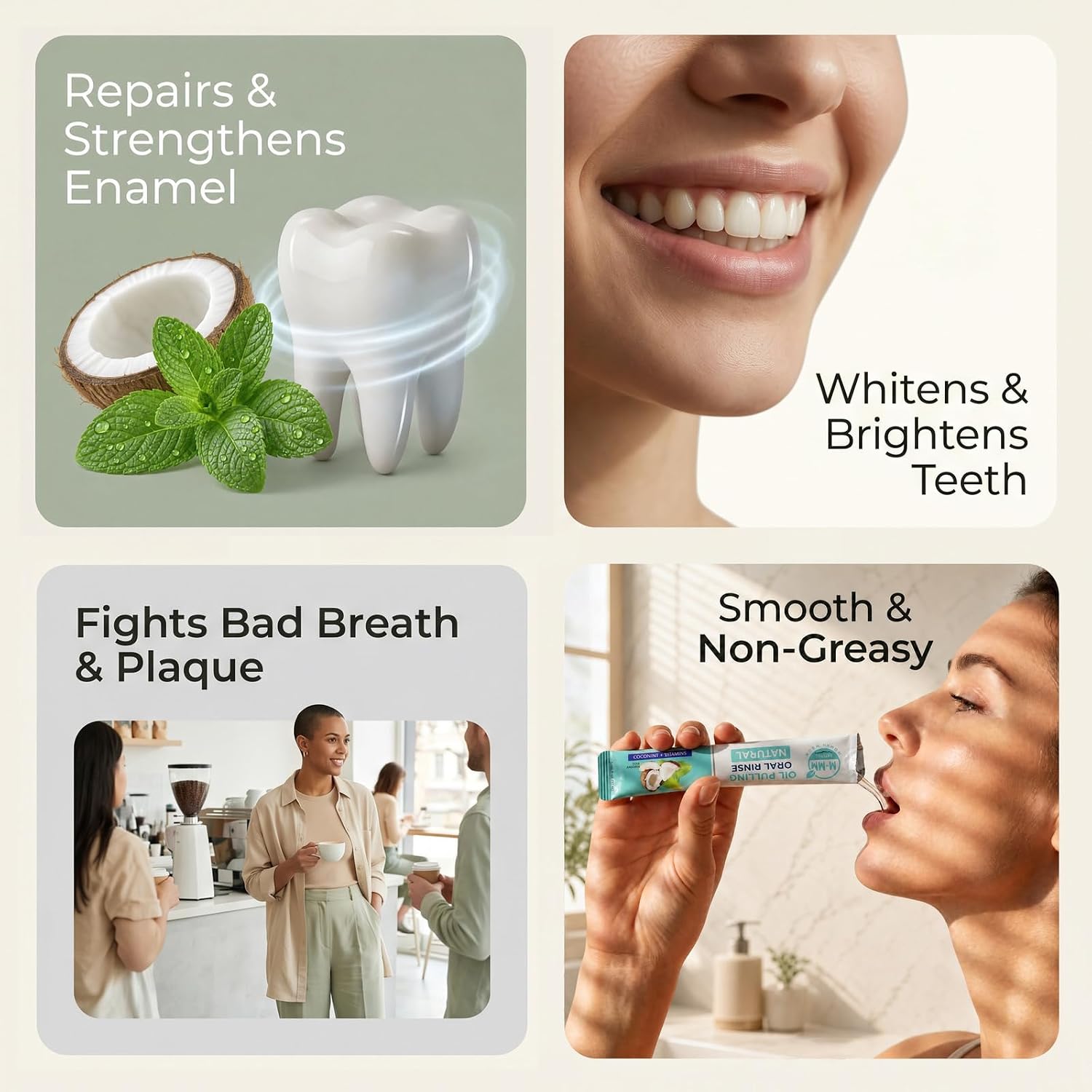 Coconut Oil Pulling Whitening Mouthwash,Fights Bad Breath & Plaque, 10 ct image 5