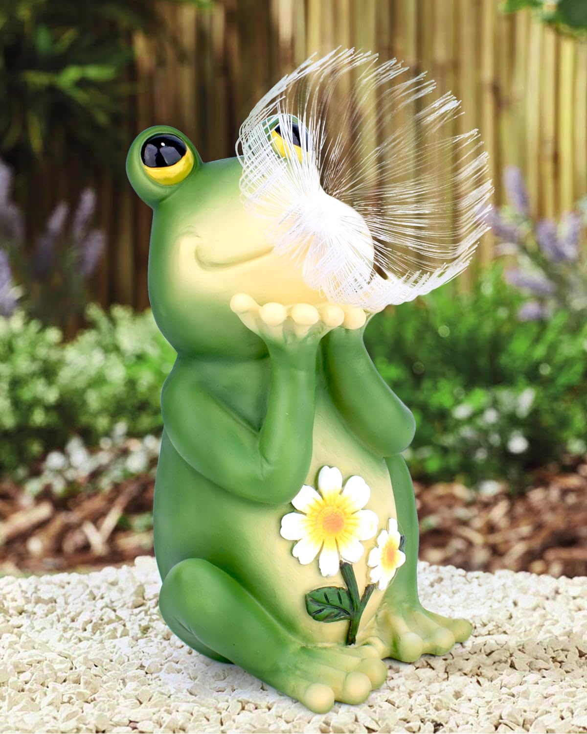 FREECUBE Statua da giardino per esterni, statua da giardino a forma di rana, decorazione da giardino, luci solari per esterni, interni, patio, prato