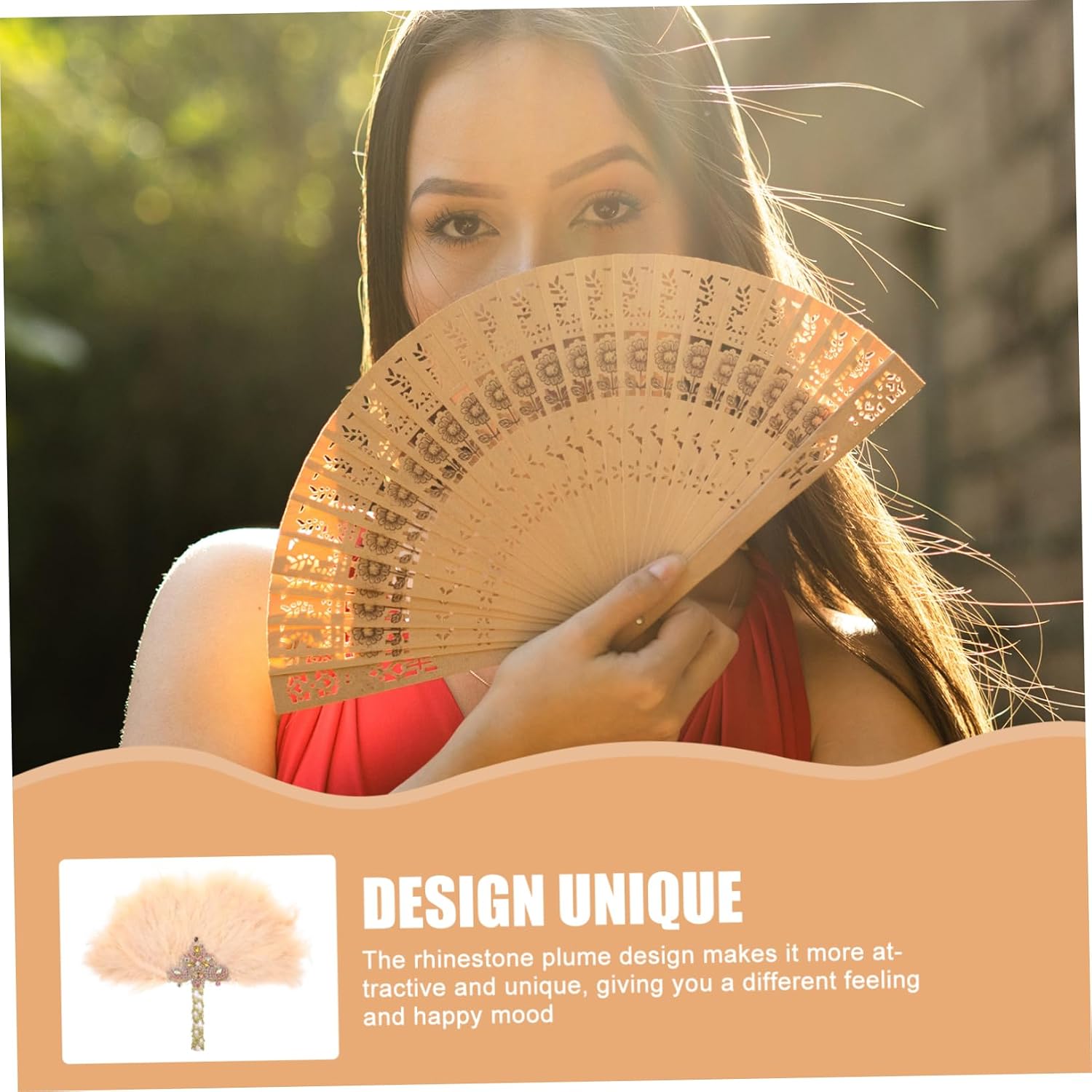 Bride Fan Wedding Plume Design Handheld Fan for Women Bridal Party Favor for Performance and Summer