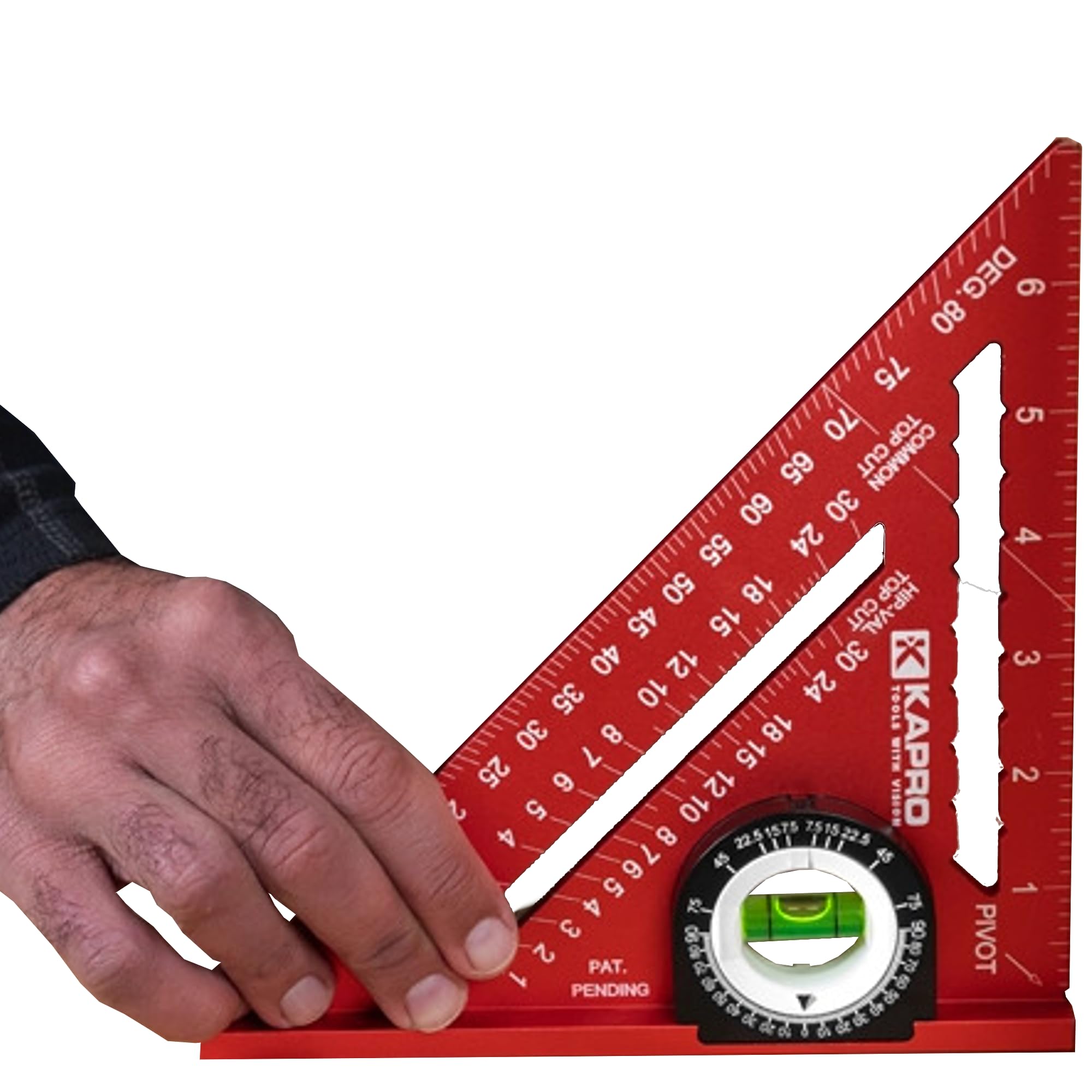 KAPRO449-7 Rafter Sqaure with Protractor Vial Level - Anodized Aluminum Triangle - 7 Inch