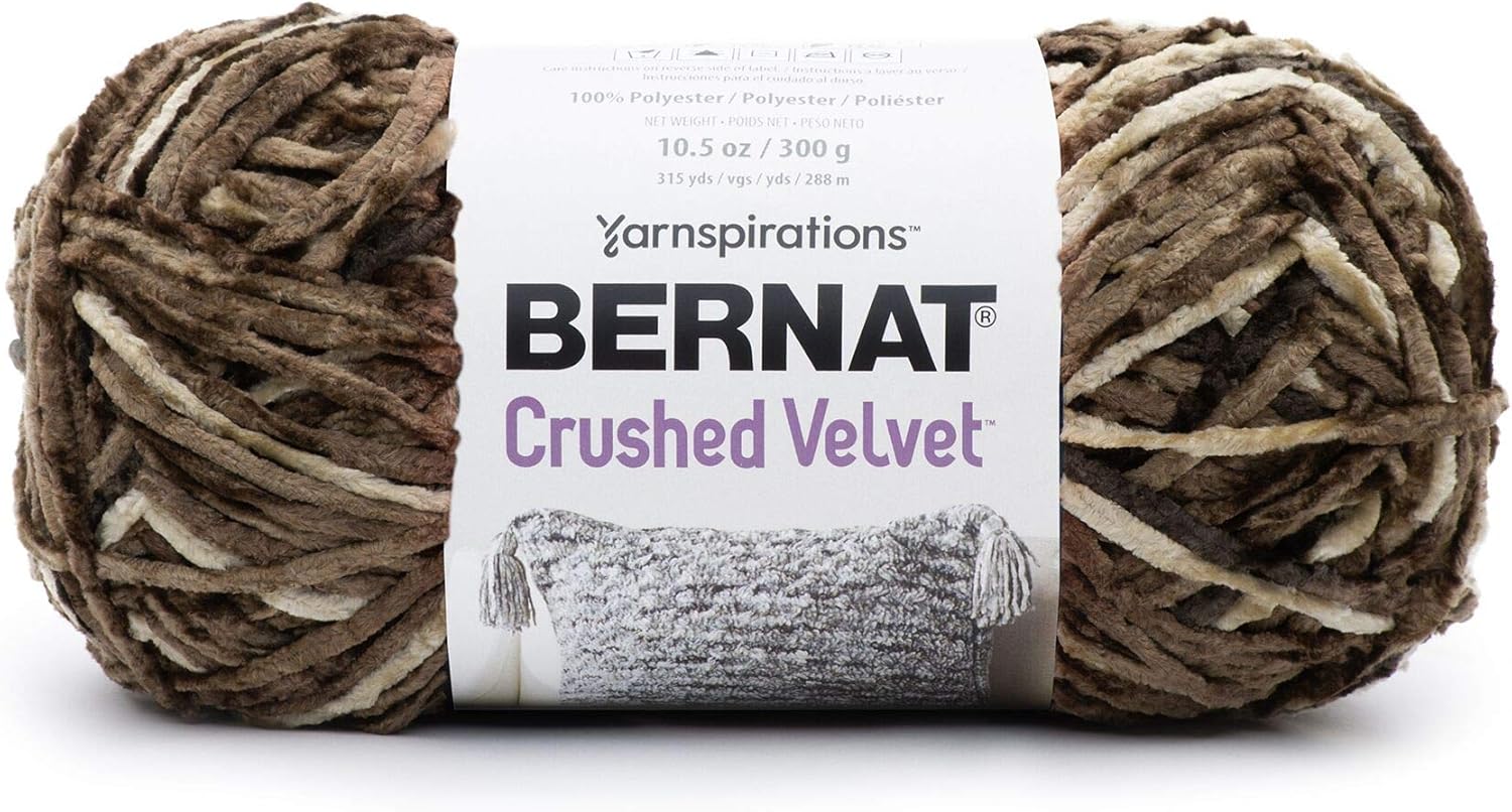 Bernat Crushed Velvet Yarn, Coffee