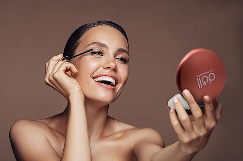 Miniatura 6 de Espejo de maquillaje con aumento 4 en 1, espejo cosmético portátil de mano rosa rubor con zoom 1X-5X-7X-15X para uso diario de