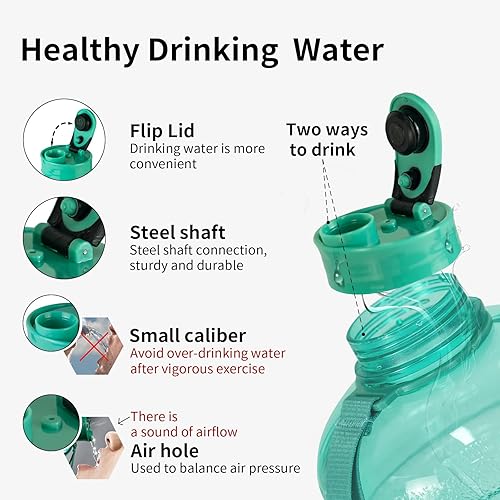 Miniatura 3 de TOOFEEL Botellas de agua de 2 litros, botella de agua grande 100% a prueba de fugas, botella de agua grande de más de 64 onzas con volumen visible