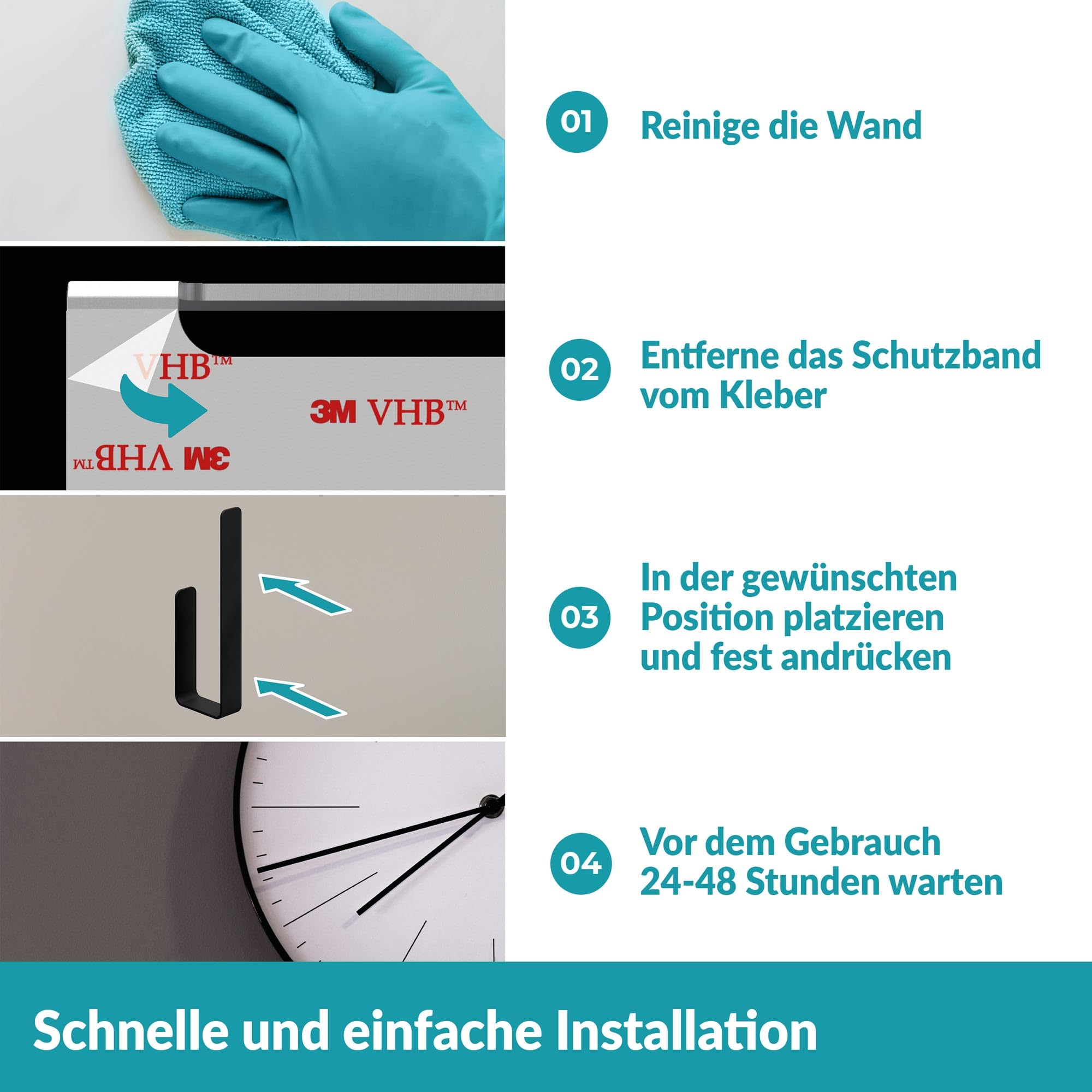 WEISSENSTEIN Toilettenpapier Aufbewahrung ohne Bohren - Toilettenpapierhalter Edelstahl für die Wand – Rollenhalter selbstklebend - schwarz