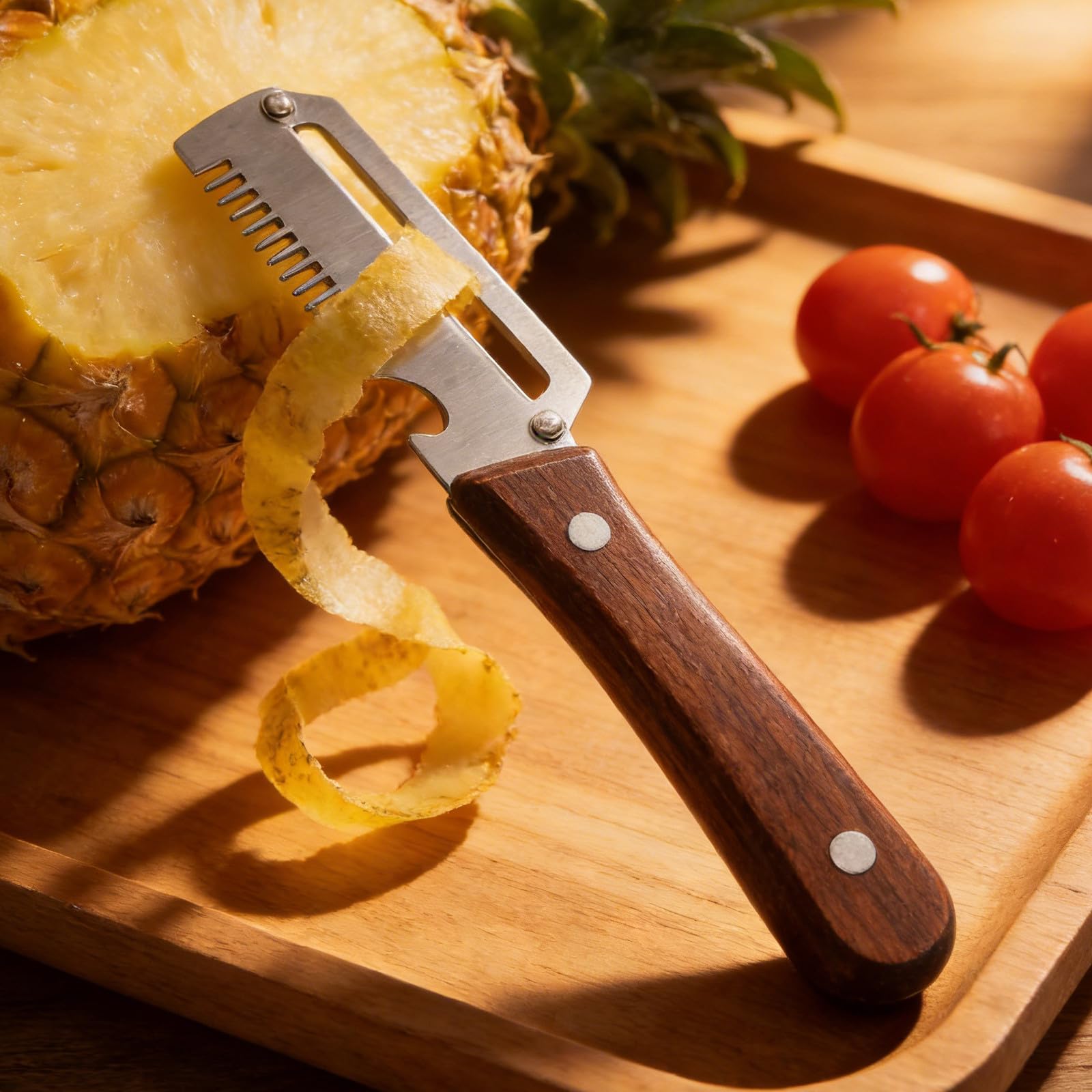 Lot de 2 Éplucheur à LScallion Slicer multifonctions 2 en 1 avec manche en bois pour légumes fruits oignons