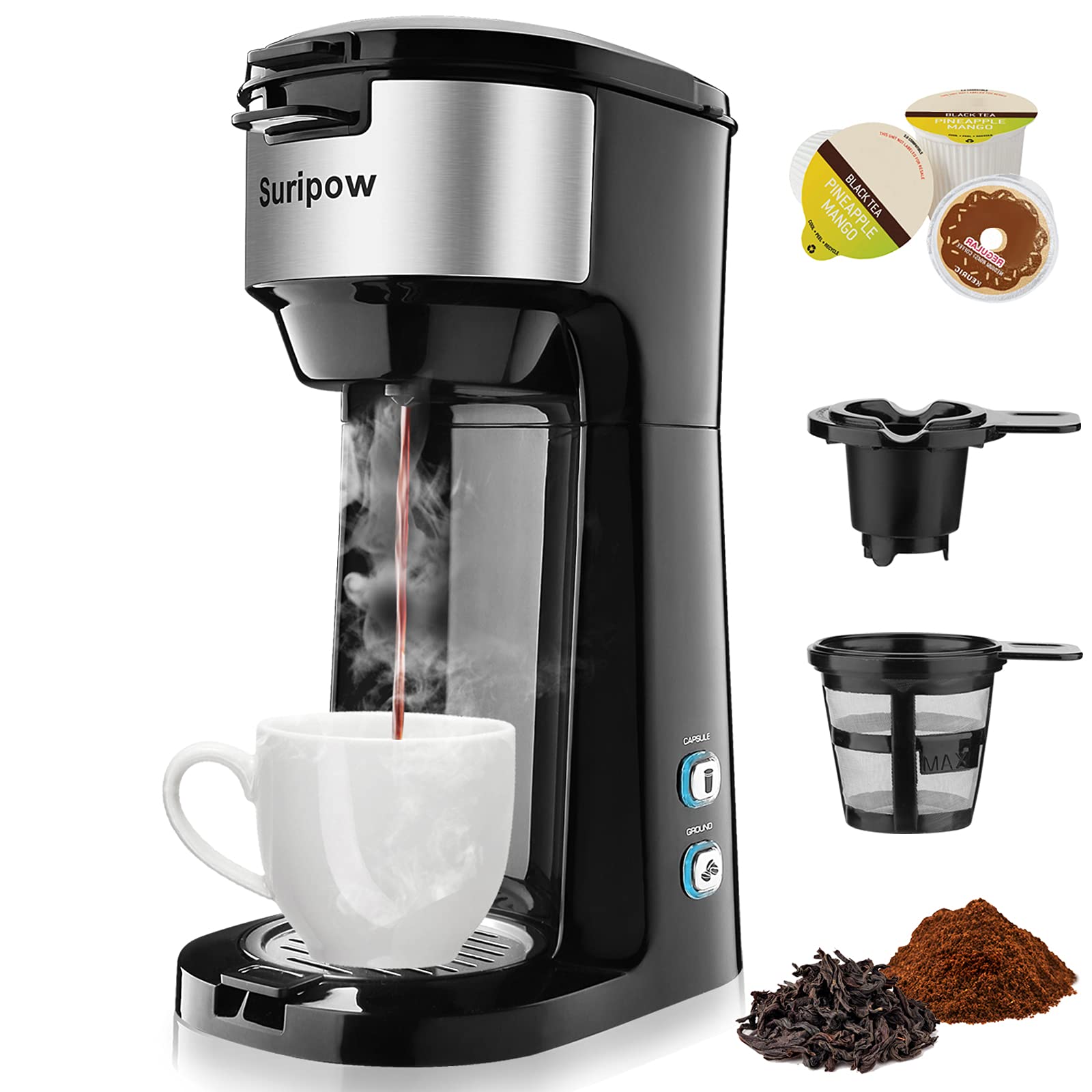 Buy Suripow Single Serve Coffee Tea Maker Brewers for KCup Pod &Ground