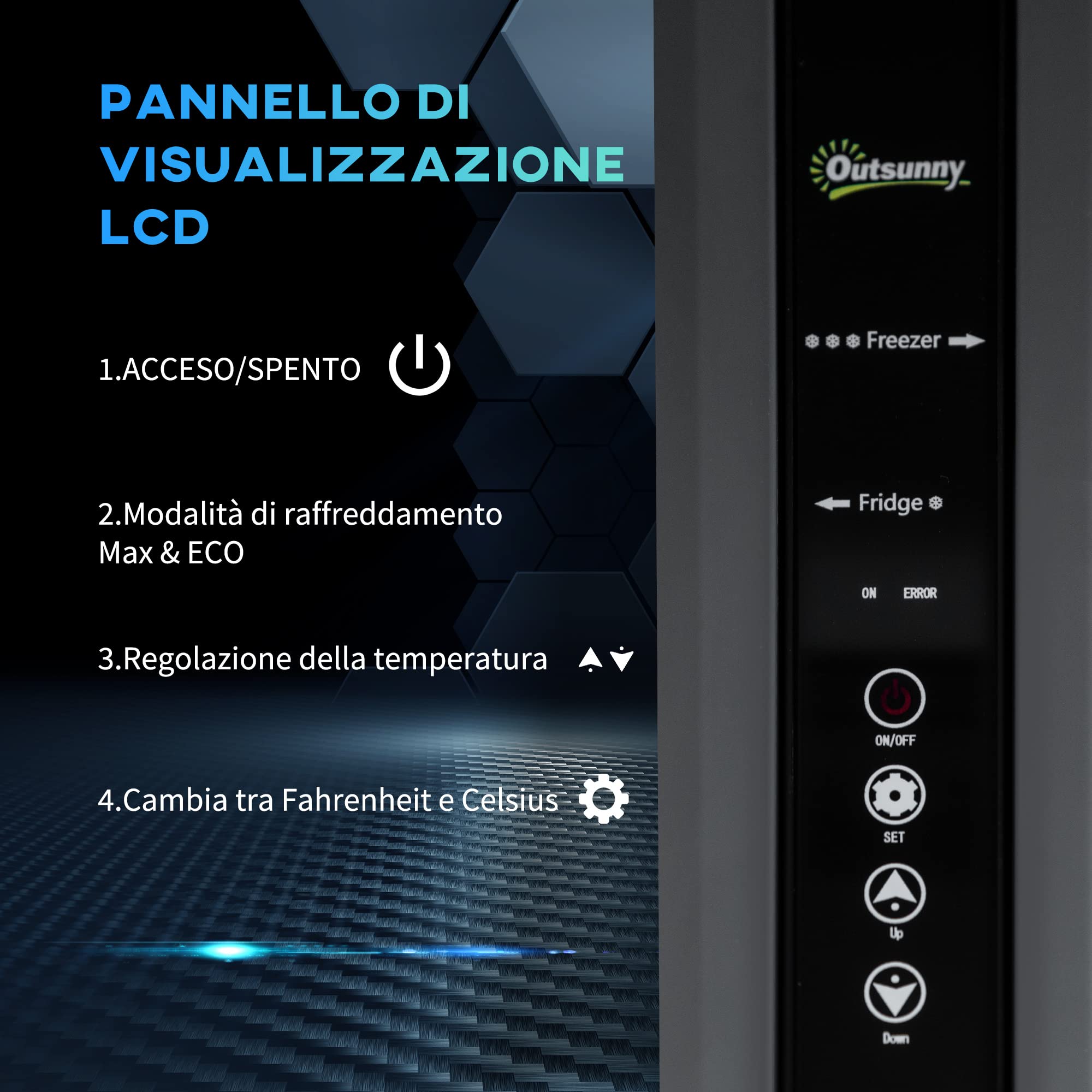 Outsunny Frigo Portatile Elettrico a Compressore da 35L con Maniglia Telescopica e Ruote, Frigorifero Piccolo da 12/24V DC e 110/240V AC, per Auto e Camion