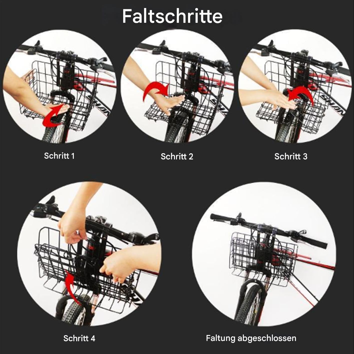 Frontkorb Für Fahrrad - Faltbarer Verstellbarer Gepäckträger,Mountainbike