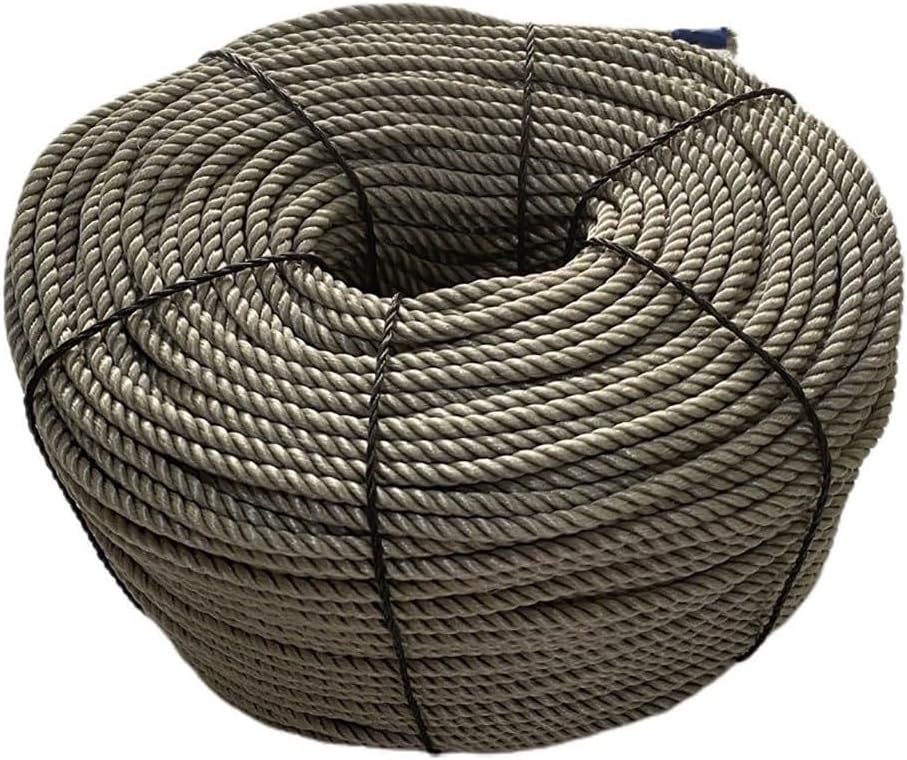 Gray Multifunctional Twisted Polypropylene Rope, 3/16" 1/4" 5/16" 3/8" 1/2" Heavy Duty Outdoor Poly Ropes for Arborist Marine Tie-Down Yacht Hanging(1/4" x164')