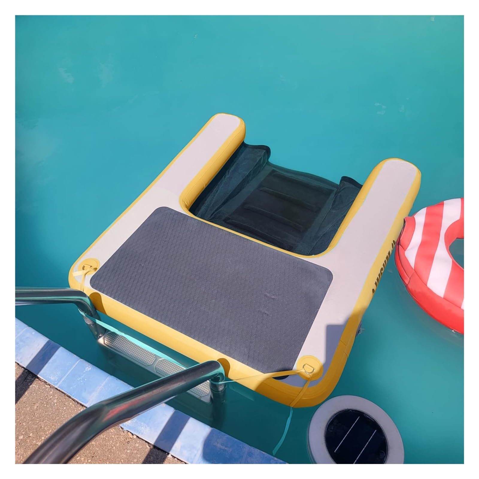 60×40" Dog Pool Ramps Inflatable for Small/Medium/Large Dogs, Dog Floating Docks for Large Pets Up To 230lbs, Easy To Secure Dogs Boat Ladder(Yellow)