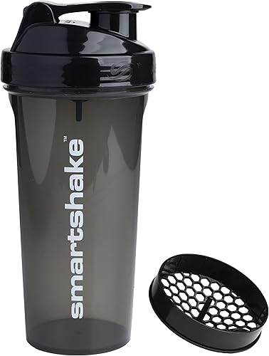 Smartshake Botella mezcladora de proteínas, (GLOSSY, Negro)