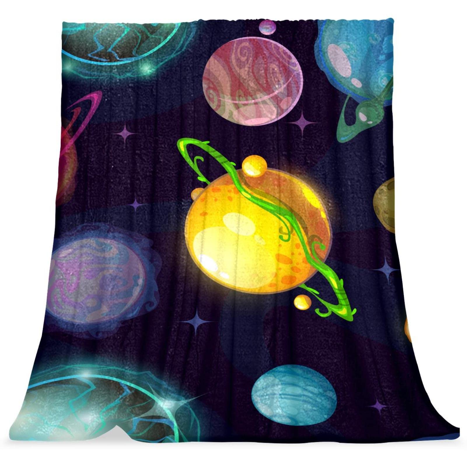 Couvre-lit planète de dessin animé cosmique doux et moelleux pour lit d'enfant