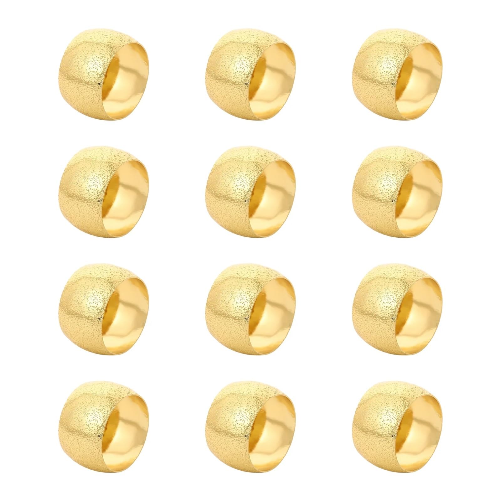 napkin rings 12pcs Gold Silver Napkin Rings Set Round Metal Ring Holders Holiday Table Decor For Weddings Party DIY Decoration(Gold 12pcs)