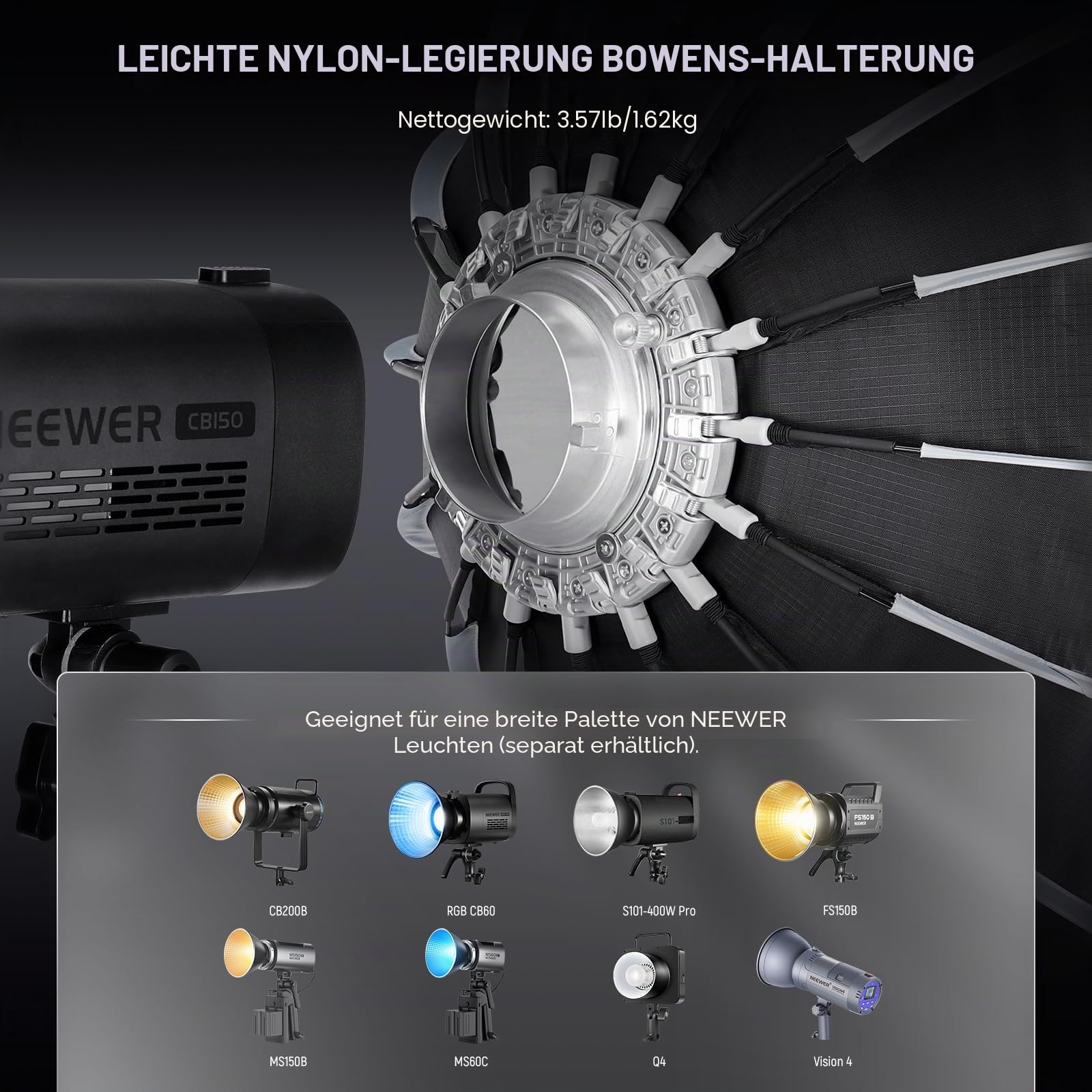 Neewer 35.4"/90cm Softbox Parabólico Montaje Bowens 35" – Bild 6