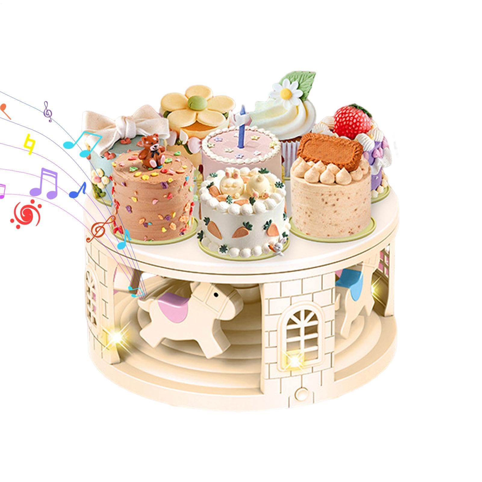 Tortenständer Mit Musik Lichtern Rotierendem Dessert-Display Servieren | Party Kuchenhalter Dessertständer Für Süßigkeiten Kekse Donuts Snacks Geburtstag Feiertag Buffet
