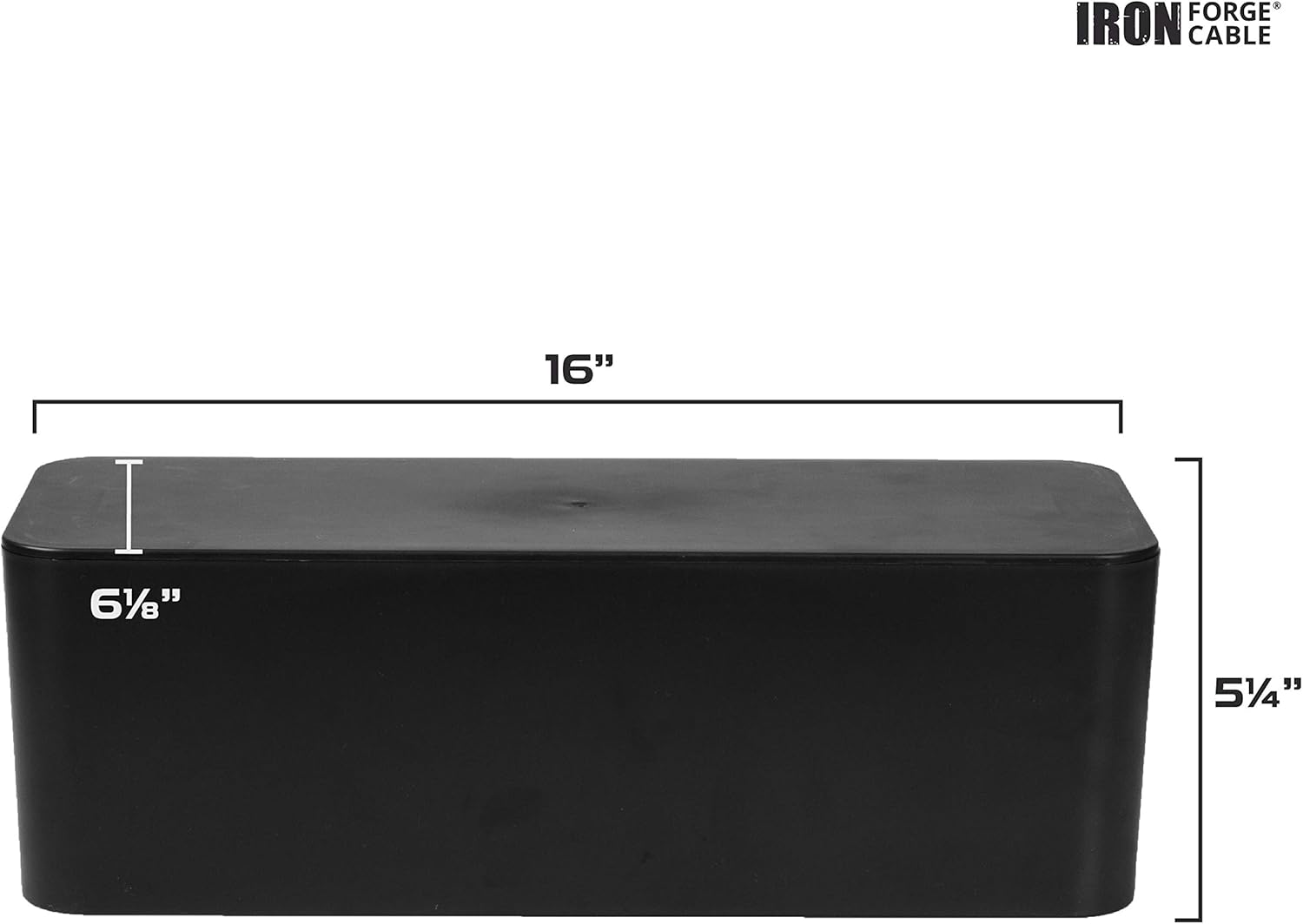 Iron Forge Cable Large Cable Management Box, 16 x 6 x 5 in, Black Cord Organizer and Hider for Wires, Power Strips & Surge Protectors - Includes Cord Sleeve, Hook and Loop Keepers, Zip Ties & Clips